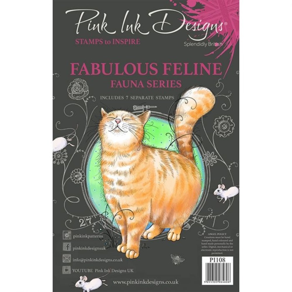 Pink Ink Designs Fabulous Feline A5 Clear Stamp Set (PI108)