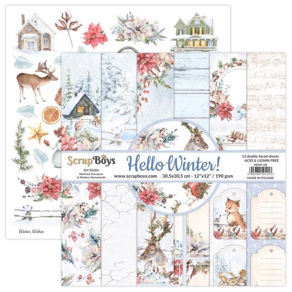 ScrapBoys Hello Winter 12x12 Inch Paper Set (HEWI-08) ScrapBoys Hello Winter 12x12 Inch Paper Set (HEWI-08)