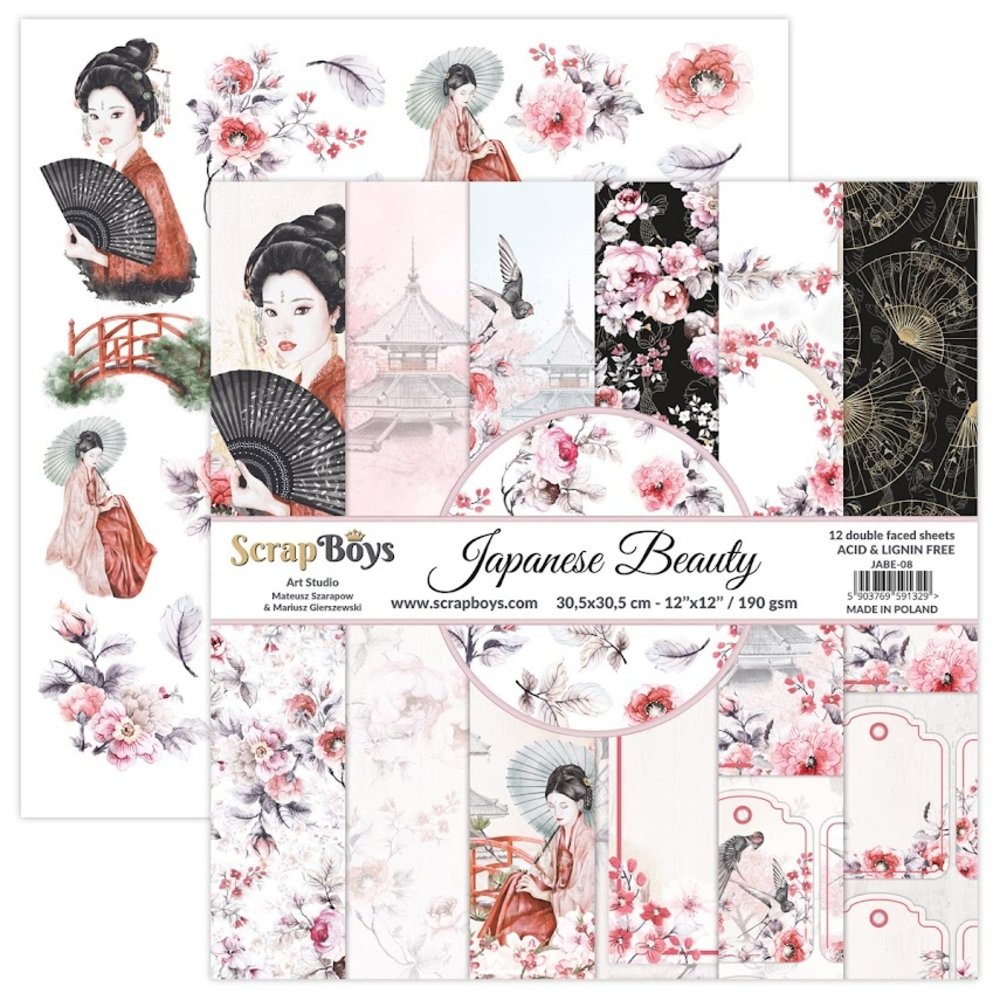 ScrapBoys Japanese Beauty 12x12 Inch Paper Set (JABE-08)