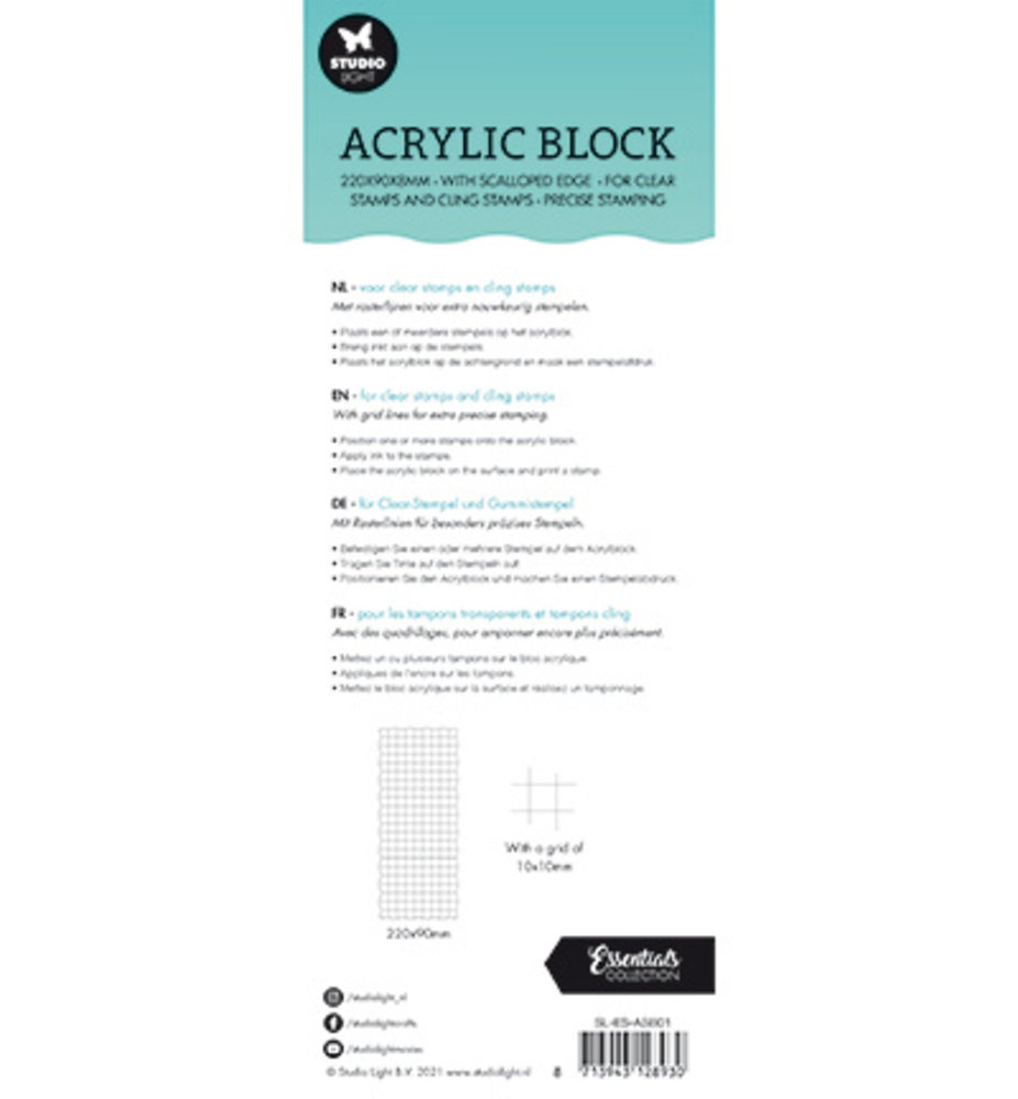 Studio Light Acrylic Stamp Block 22x9 cm (SL-ES-ASB01)