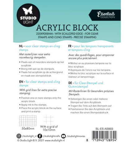 Studio Light Acrylic Stamp Block 5x8 cm (SL-ES-ASB03) Studio Light Acrylic Stamp Block 5x8 cm (SL-ES-ASB03)