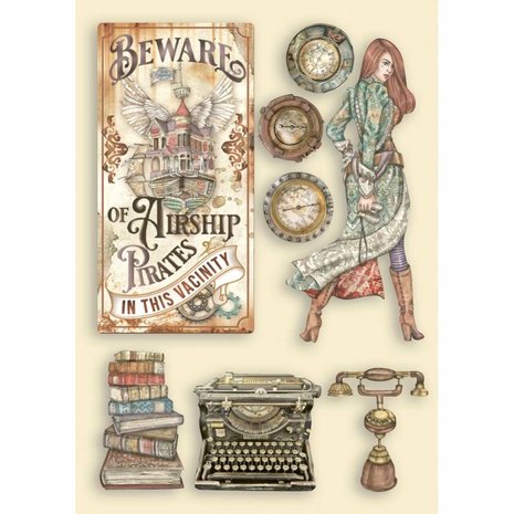 Stamperia Lady Vagabond Lifestyle Typing Writer Wooden Shapes A5 (KLSP112) Stamperia Lady Vagabond Lifestyle Typing Writer Wooden Shapes A5 (KLSP112)