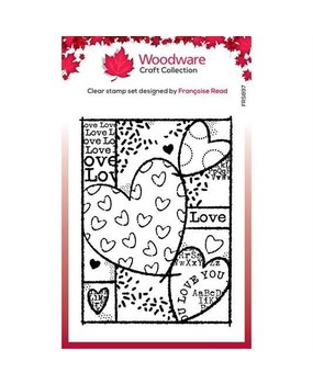 Woodware Heart Collage Clear Stamp (FRS897)