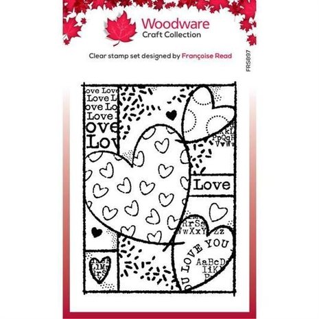 Woodware Heart Collage Clear Stamp (FRS897)