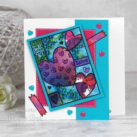 Woodware Heart Collage Clear Stamp (FRS897)