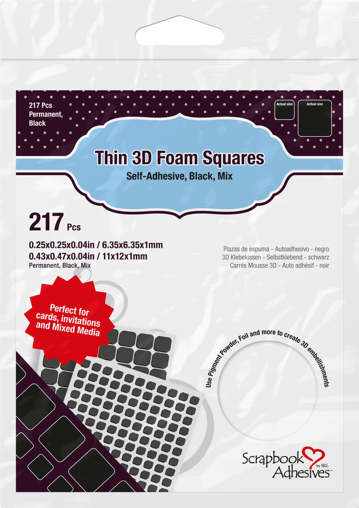 Scrapbook Adhesives Thin 3D Foam Squares Black Mix (01617) Scrapbook Adhesives Thin 3D Foam Squares Black Mix (01617)