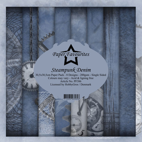 Paper Favourites Steampunk Denim 12x12 Inch Paper Pack (PF386)