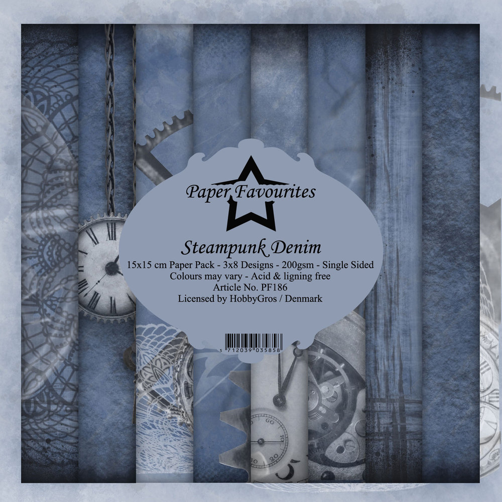 Paper Favourites Steampunk Denim 6x6 Inch Paper Pack (PF186)