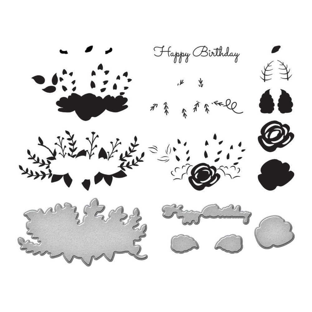 Spellbinders Lyrical Layered Florals Stamp & Die Set (SDS-170) Spellbinders Lyrical Layered Florals Stamp & Die Set (SDS-170)