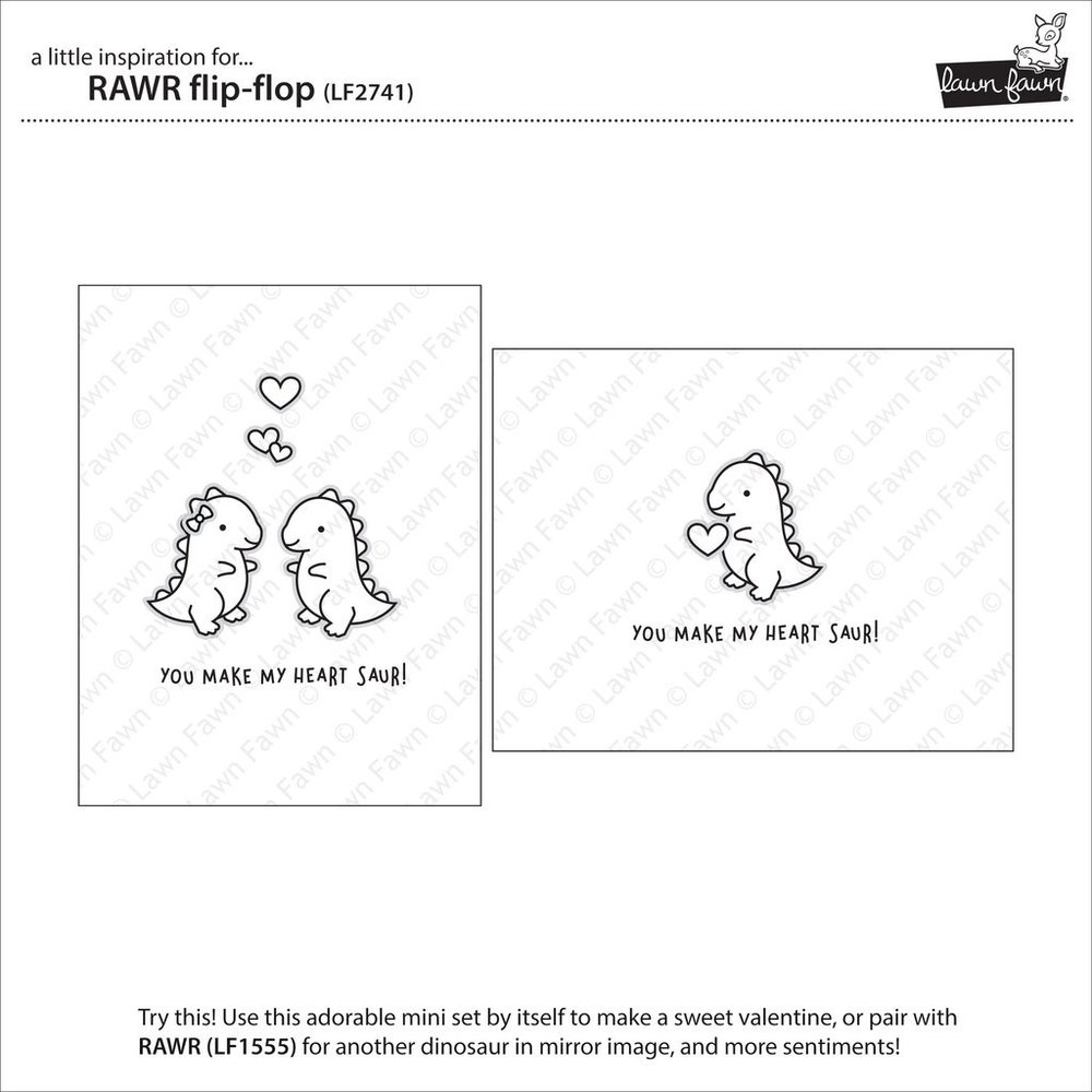 Lawn Fawn RAWR Flip-Flop Clear Stamps (LF2741)