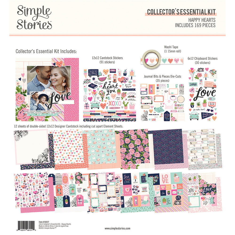 Simple Stories Happy Hearts 12x12 Inch Collector's Essential Kit (16927)
