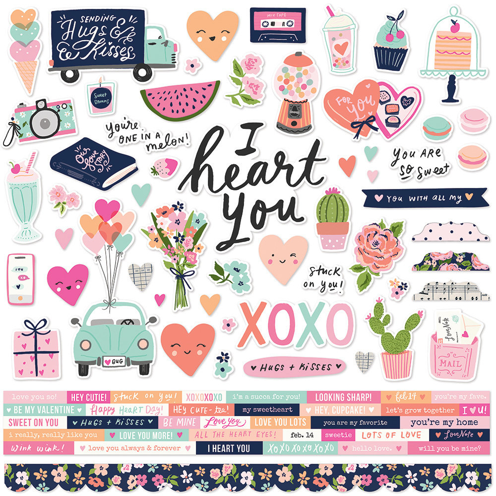 Simple Stories Happy Hearts 12x12 Inch Collector's Essential Kit (16927)