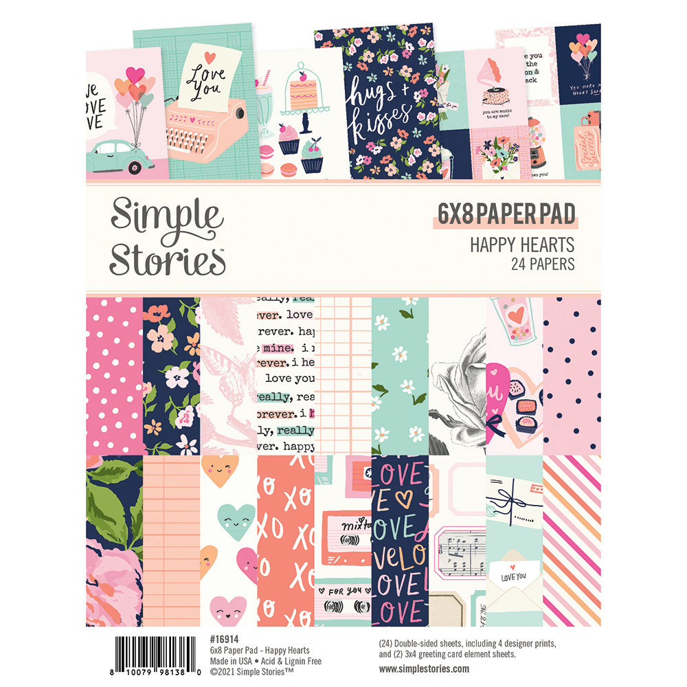 Simple Stories Happy Hearts 6x8 Inch Paper Pad (16914) Simple Stories Happy Hearts 6x8 Inch Paper Pad (16914)