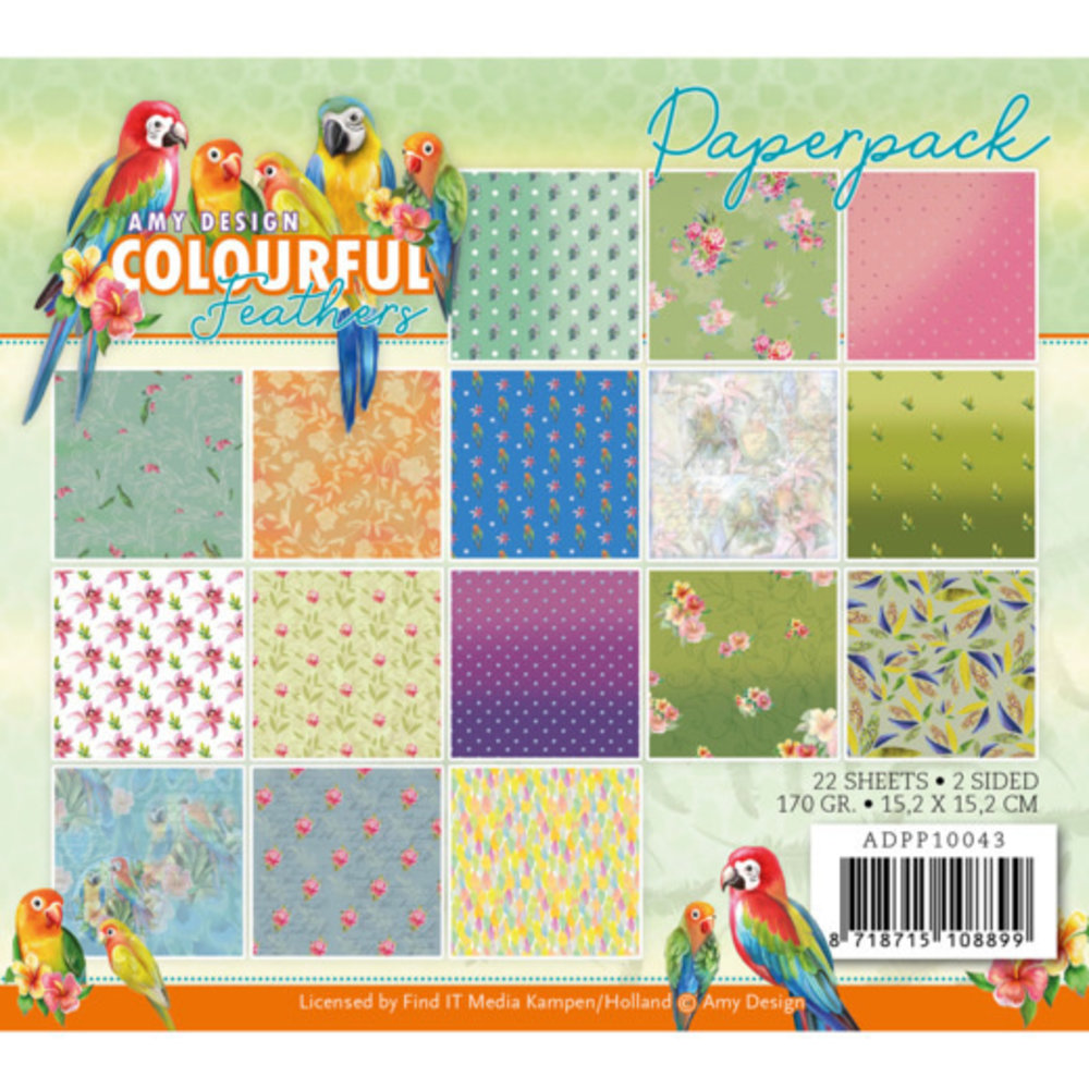 Amy Design Colourful Feathers 6x6 Inch Paper Pack (ADPP10043) Amy Design Colourful Feathers 6x6 Inch Paper Pack (ADPP10043)