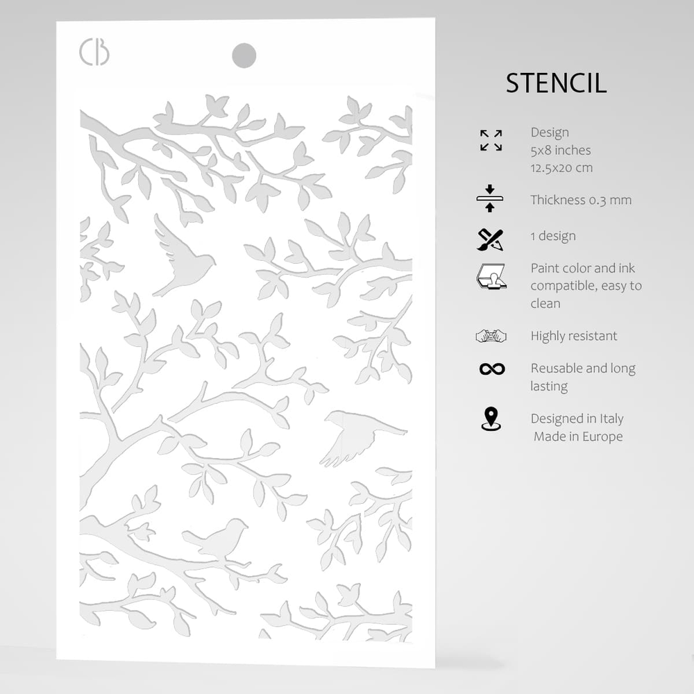 Ciao Bella Papercrafting Three Birds Masking Stencil (MS014) Ciao Bella Papercrafting Three Birds Masking Stencil (MS014)