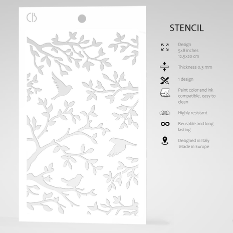 Ciao Bella Papercrafting Three Birds Masking Stencil (MS014) Ciao Bella Papercrafting Three Birds Masking Stencil (MS014)