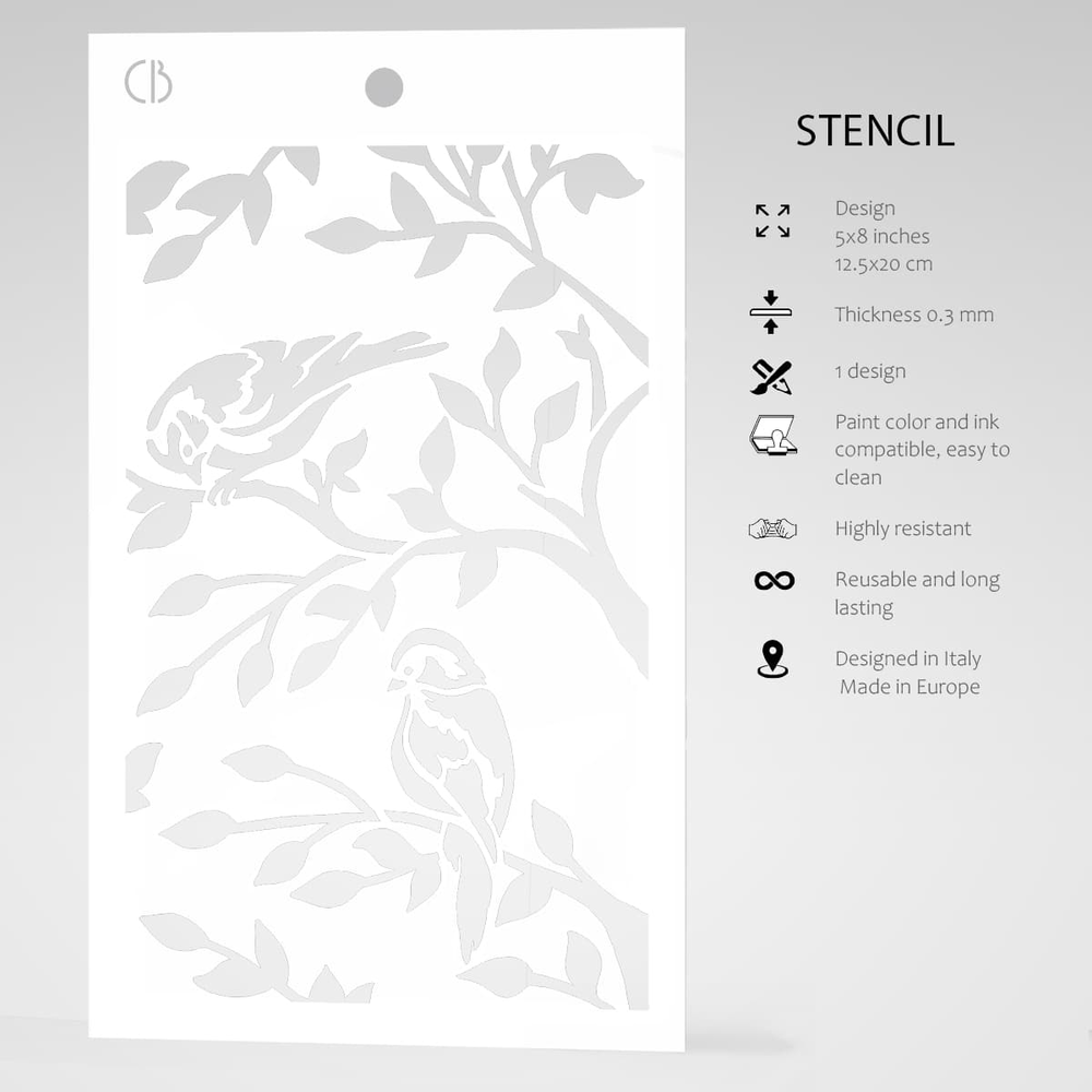 Ciao Bella Papercrafting Two Birds Masking Stencil (MS039) Ciao Bella Papercrafting Two Birds Masking Stencil (MS039)