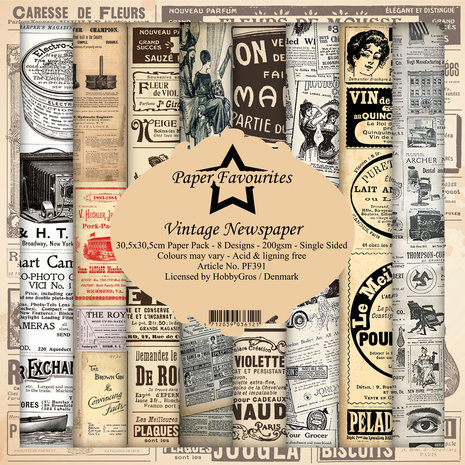 Paper Favourites Vintage Newspaper 12x12 Inch Paper Pack (PF391) Paper Favourites Vintage Newspaper 12x12 Inch Paper Pack (PF391)