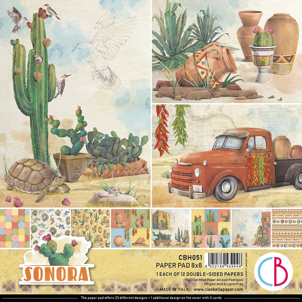 Ciao Bella Papercrafting Sonora 8x8 Inch Paper Pad (CBH051)