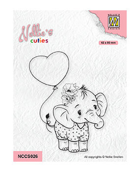 Nellie Snellen Clear Stamp Elephant with Heart Balloon (NCCS026) Nellie Snellen Clear Stamp Elephant with Heart Balloon (NCCS026)
