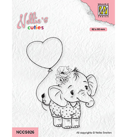 Nellie Snellen Clear Stamp Elephant with Heart Balloon (NCCS026) Nellie Snellen Clear Stamp Elephant with Heart Balloon (NCCS026)