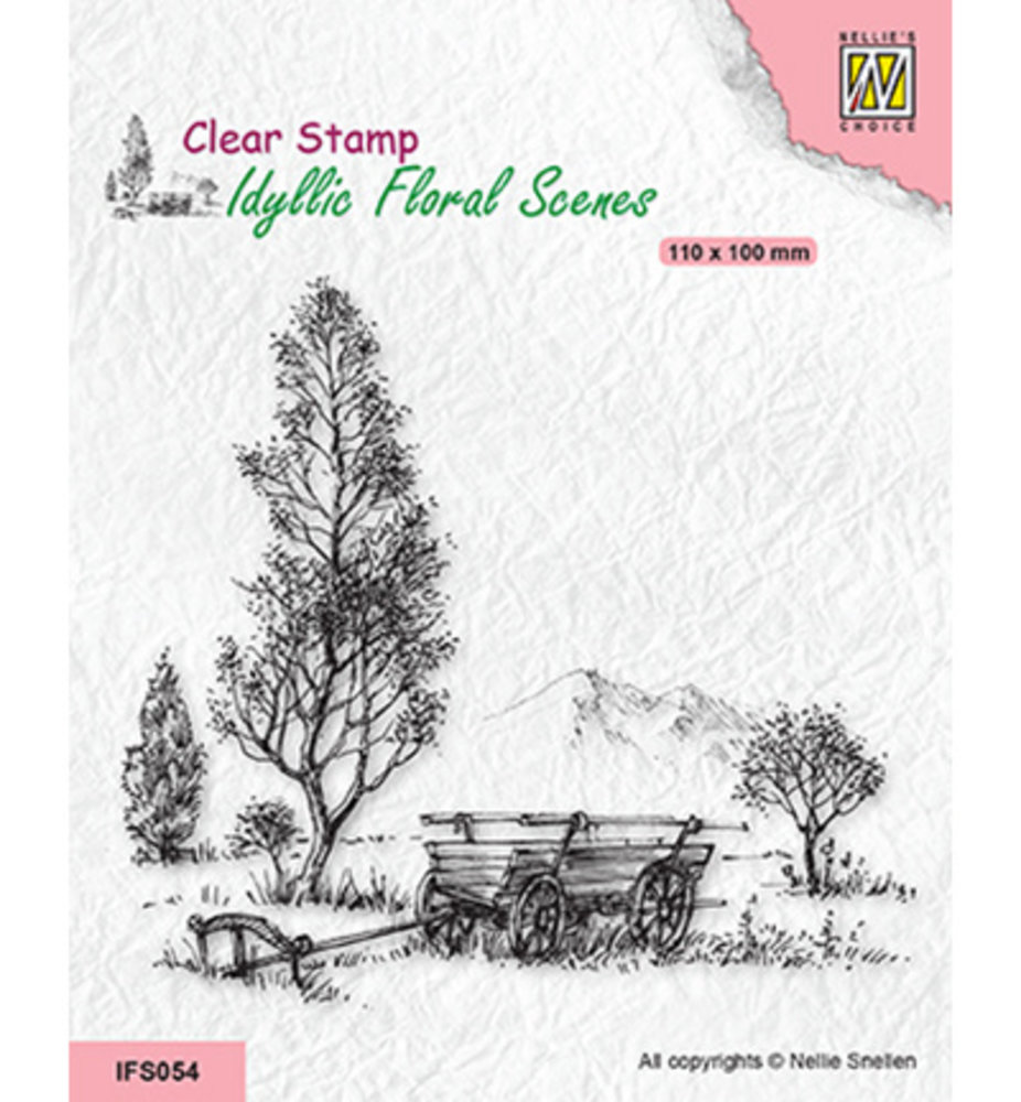 Nellie Snellen Clear Stamp Meadow with Cart (IFS054) Nellie Snellen Clear Stamp Meadow with Cart (IFS054)