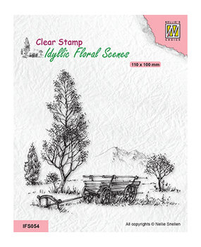 Nellie Snellen Clear Stamp Meadow with Cart (IFS054) Nellie Snellen Clear Stamp Meadow with Cart (IFS054)