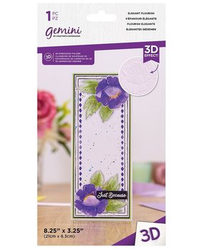 Gemini Slimline Elegant Flourish 3D Embossing Folder (GEM-EF3.25-3D-ELFL)