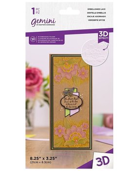Gemini Slimline Embellished Lace 3D Embossing Folder (GEM-EF3.25-3D-EMLA) Gemini Slimline Embellished Lace 3D Embossing Folder (GEM-EF3.25-3D-EMLA)