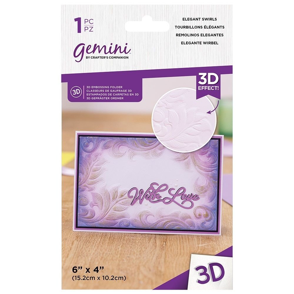 Gemini Elegant Swirls 3D Embossing Folder (GEMEF43DELSW) Paperpads.nl