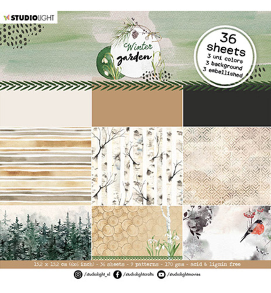 Studio Light Winter Garden Neutrals 6x6 Inch Paper Pad (SL-WG-PP25)