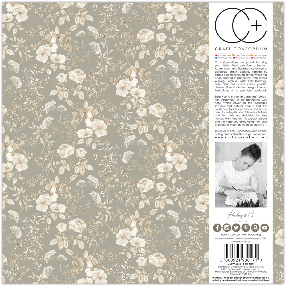 Craft Consortium Belle Fleur 12x12 Inch Paper Pad (CCPPAD032) Craft Consortium Belle Fleur 12x12 Inch Paper Pad (CCPPAD032)