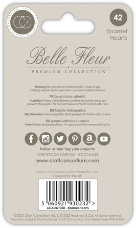 Craft Consortium Belle Fleur Enamel Hearts (CCADOT020)