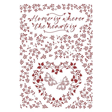 Stamperia Provence Masking Stencil A4 Home is Where the Hearting (KSG490)