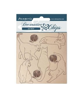 Stamperia Provence Decorative Chips Cats with Wool Balls (SCB117)*