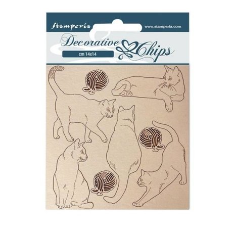 Stamperia Provence Decorative Chips Cats with Wool Balls (SCB117)