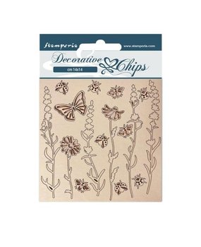 Stamperia Provence Decorative Chips Flowers and Butterflies (SCB119) Stamperia Provence Decorative Chips Flowers and Butterflies (SCB119)