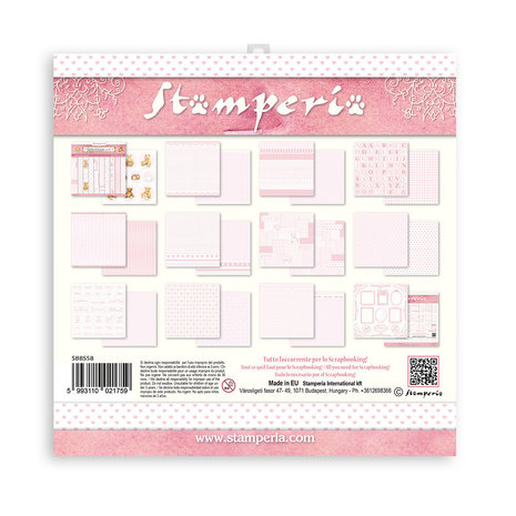 Stamperia Babydream Pink 12x12 Inch Paper Pack (SBBL107)