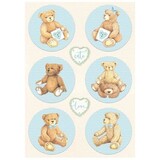 Stamperia Daydream Rounds Bear Blue Rice Paper A4 (DFSA4677)*