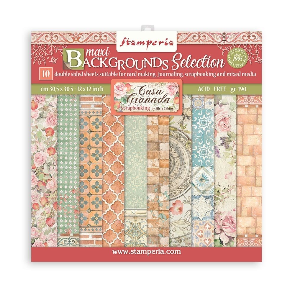 Stamperia Casa Granada Maxi Backgrounds 12x12 Inch Paper Pack (SBBL108) Stamperia Casa Granada Maxi Backgrounds 12x12 Inch Paper Pack (SBBL108)