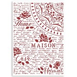 Stamperia Casa Granada Masking Stencil A4 Home, Maison (KSG483)