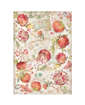 Stamperia Casa Granada Pomegranades and Letters Rice Paper A4 (DFSA4654)