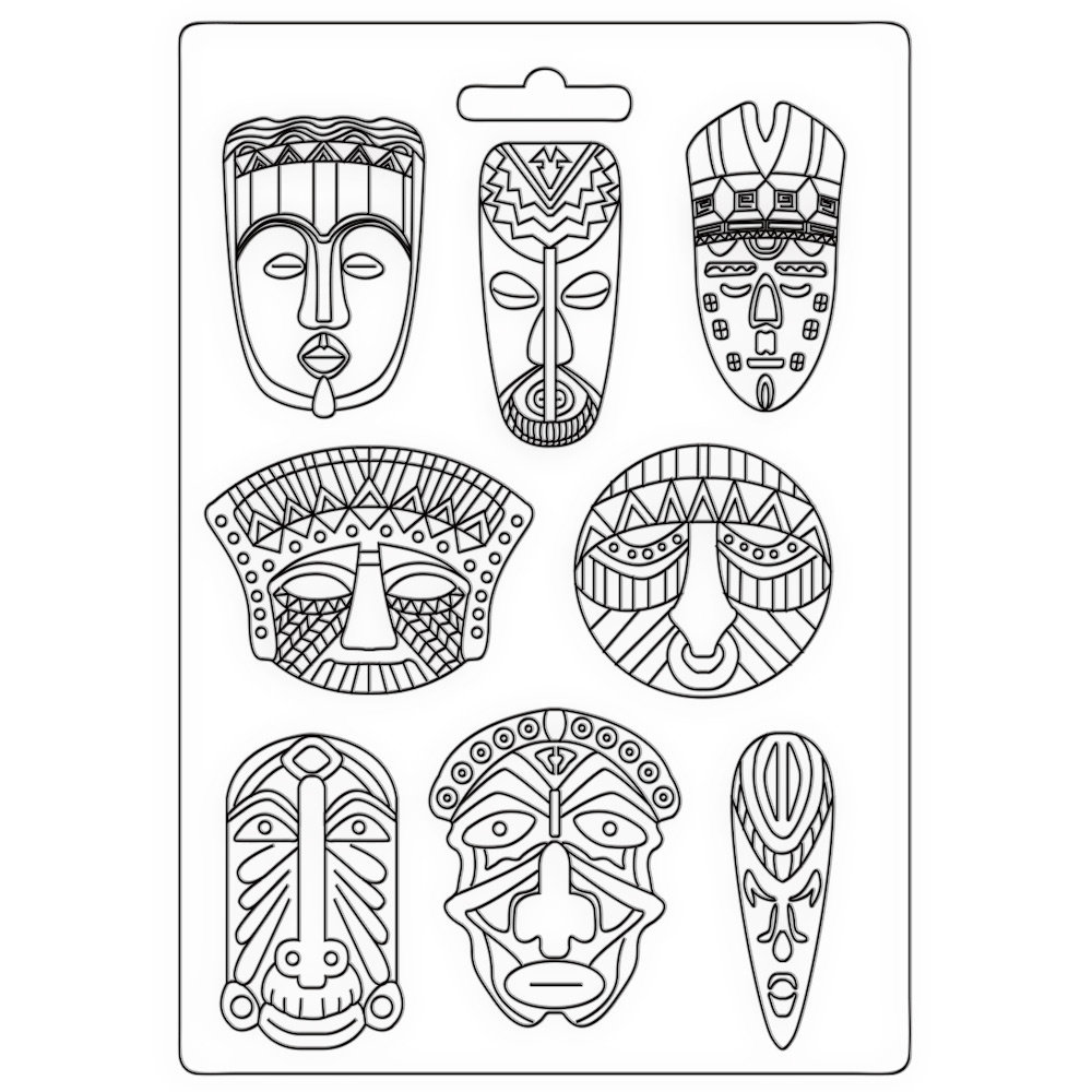 Stamperia Savana Soft Mould A4 Tribal Masks (K3PTA4533)