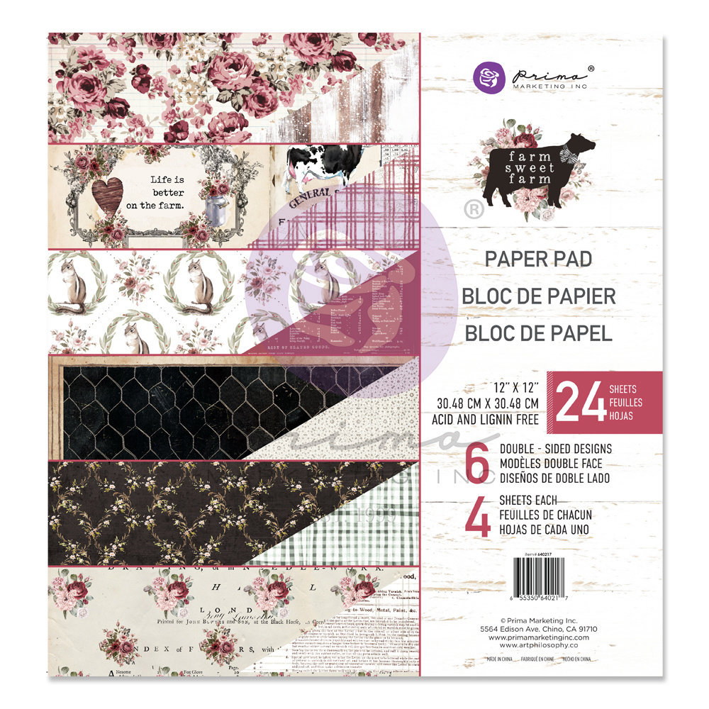 Prima Marketing Inc Farm Sweet Farm 12x12 Inch Paper Pad (640217) Prima Marketing Inc Farm Sweet Farm 12x12 Inch Paper Pad (640217)