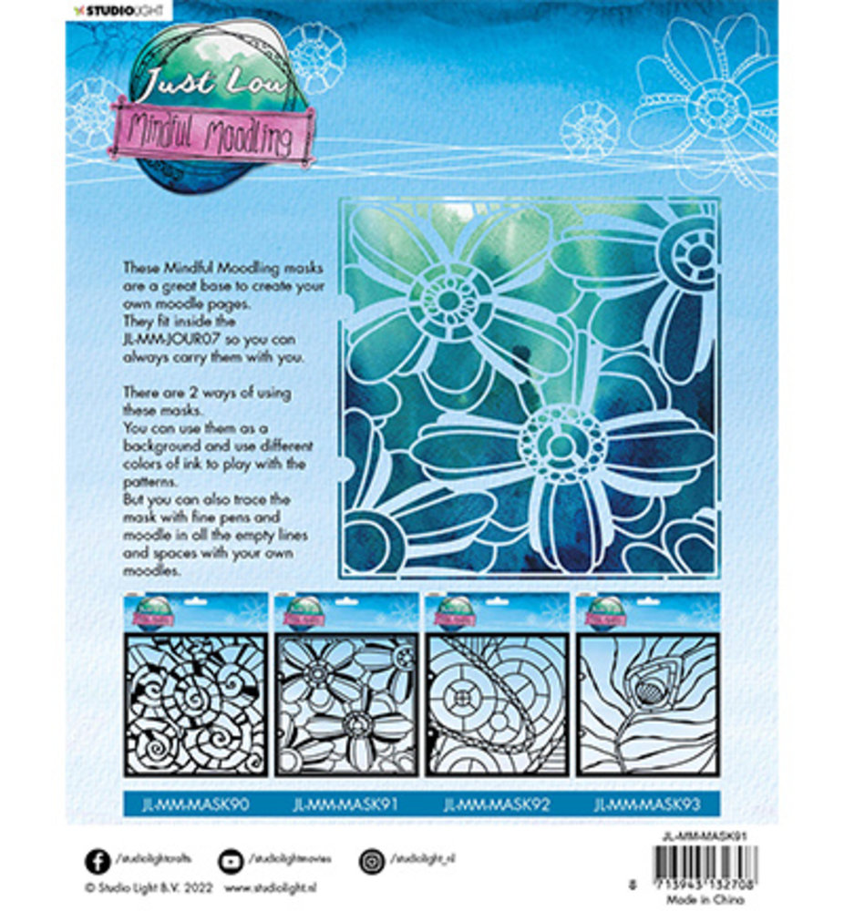 Studio Light Just Lou Mindful Moodling Masking Stencil Lovely Florals (JL-MM-MASK91) Studio Light Just Lou Mindful Moodling Masking Stencil Lovely Florals (JL-MM-MASK91)