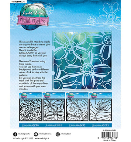 Studio Light Just Lou Mindful Moodling Masking Stencil Lovely Florals (JL-MM-MASK91) Studio Light Just Lou Mindful Moodling Masking Stencil Lovely Florals (JL-MM-MASK91)