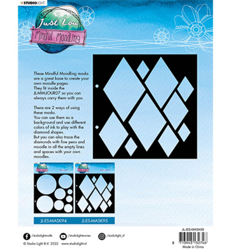 Studio Light Just Lou Mindful Moodling Masking Stencil Diamonds (JL-MM-MASK95) Studio Light Just Lou Mindful Moodling Masking Stencil Diamonds (JL-MM-MASK95)