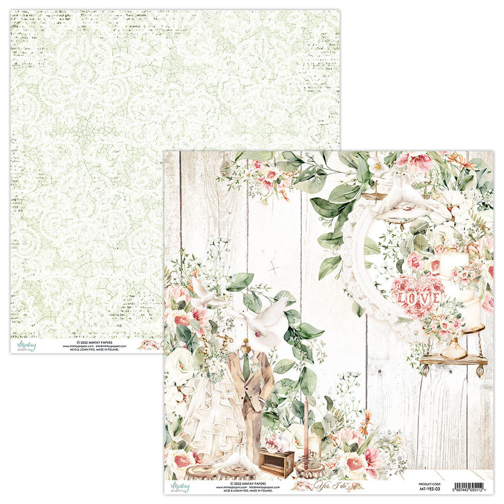 Mintay Yes I Do 12x12 Inch Scrapbooking Paper Set (MT-YES-07) Mintay Yes I Do 12x12 Inch Scrapbooking Paper Set (MT-YES-07)