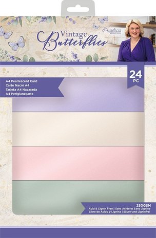 Crafter's Companion Vintage Butterflies A4 Luxury Mixed Cardstock Pad (S-VBUT-PEARL-UK)