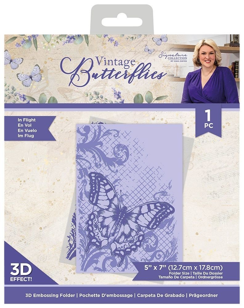 Crafter's Companion Vintage Butterflies 3D Embossing Folder In Flight (S-VBUT-EF-3D-INFL)